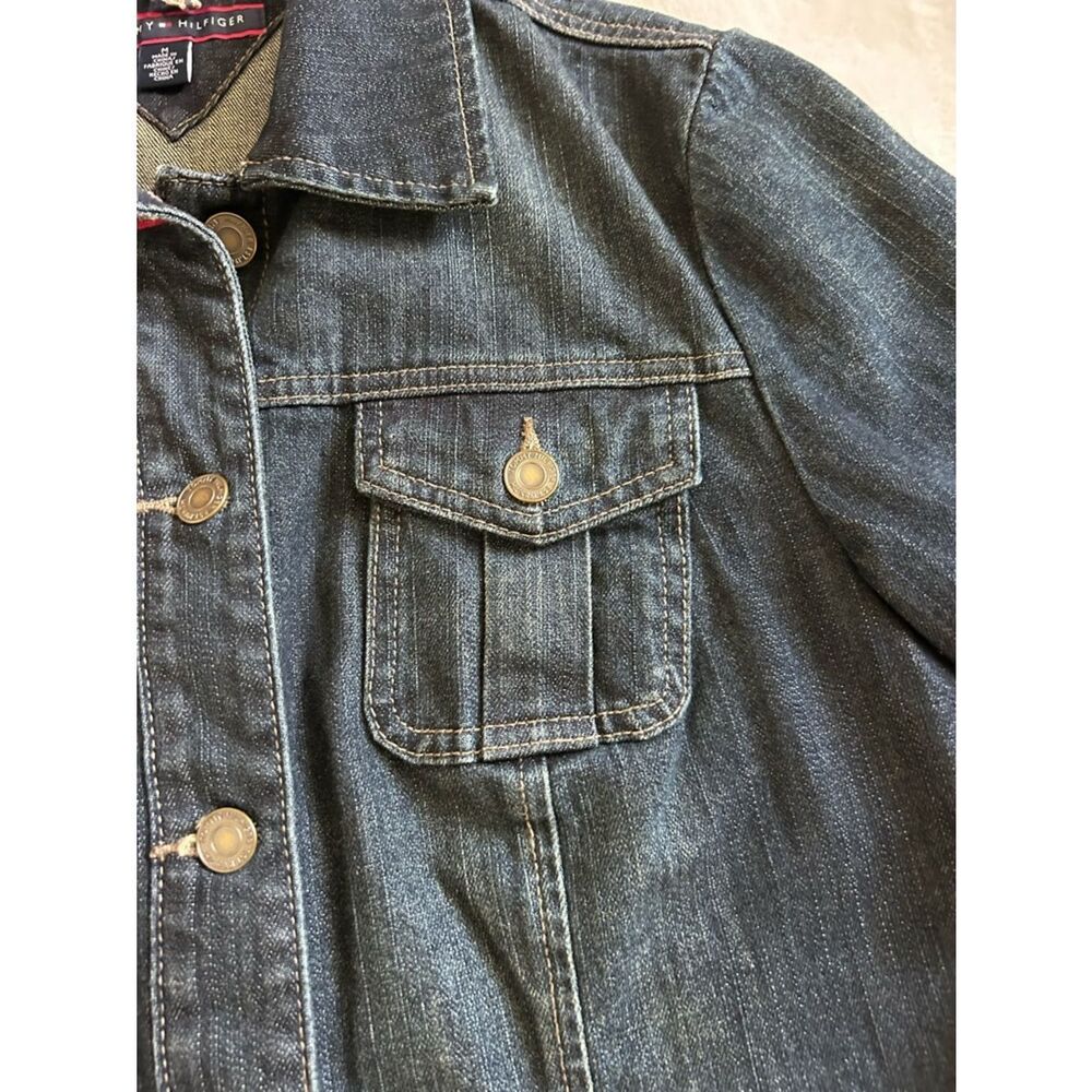 Tommy Hilfiger Dark Wash Denim Jacket Tailored Fit Medium Women’s - Picture 7 of 14